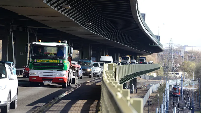 Tinsley bridge Sheffield, the UK's first two-tier road bridge